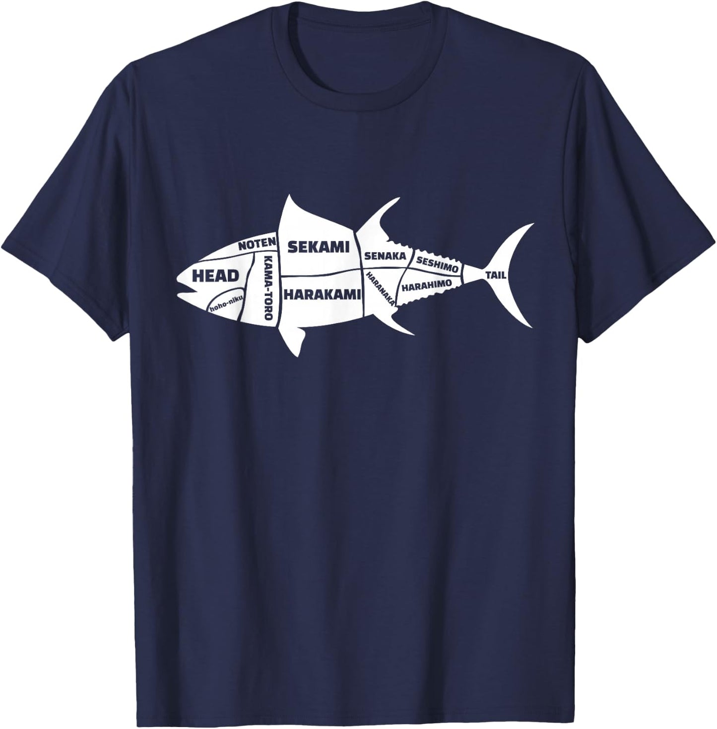 Kawaii Japan Sushi Sashimi Fish Cutting Anatomy Gift T-Shirt - T-Shirt | Navy
