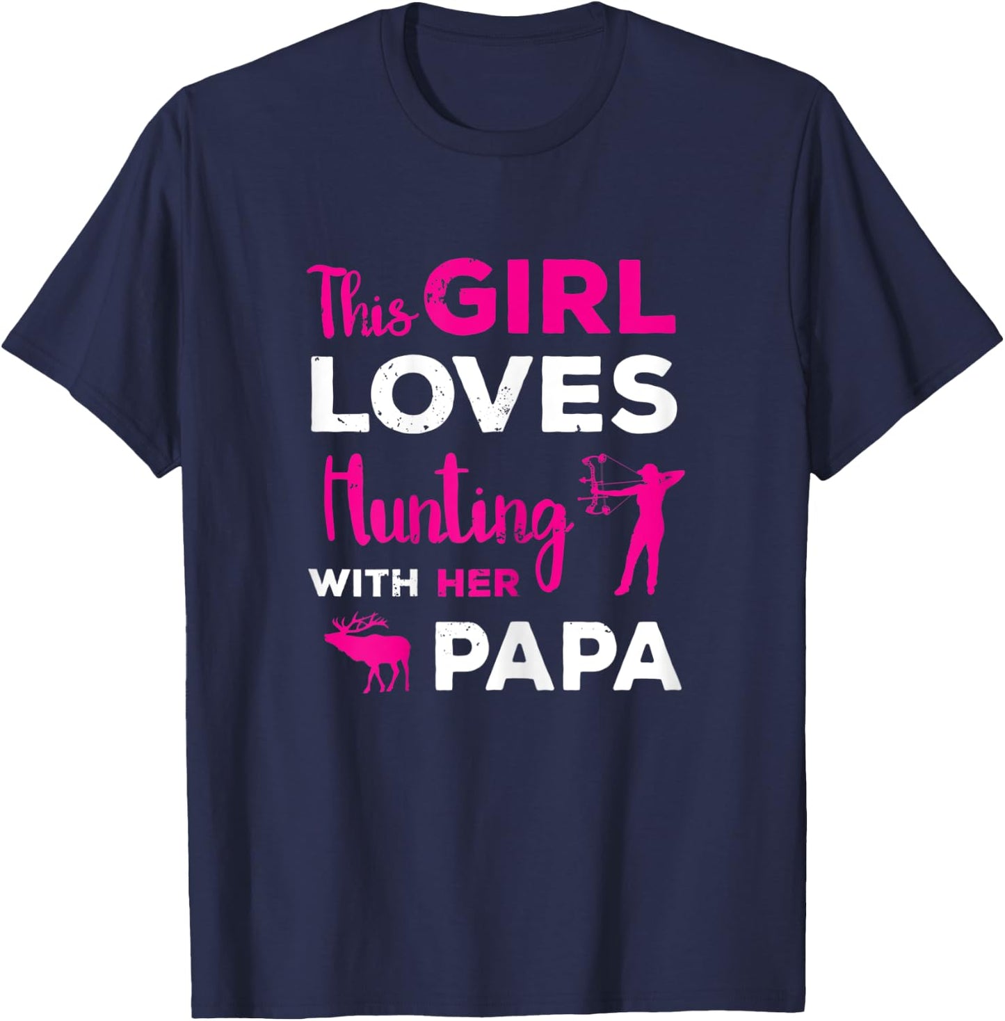 Cute Girls Hunting Gift Papa Daughter Hunting Partner Hunter T-Shirt - T-Shirt | Navy