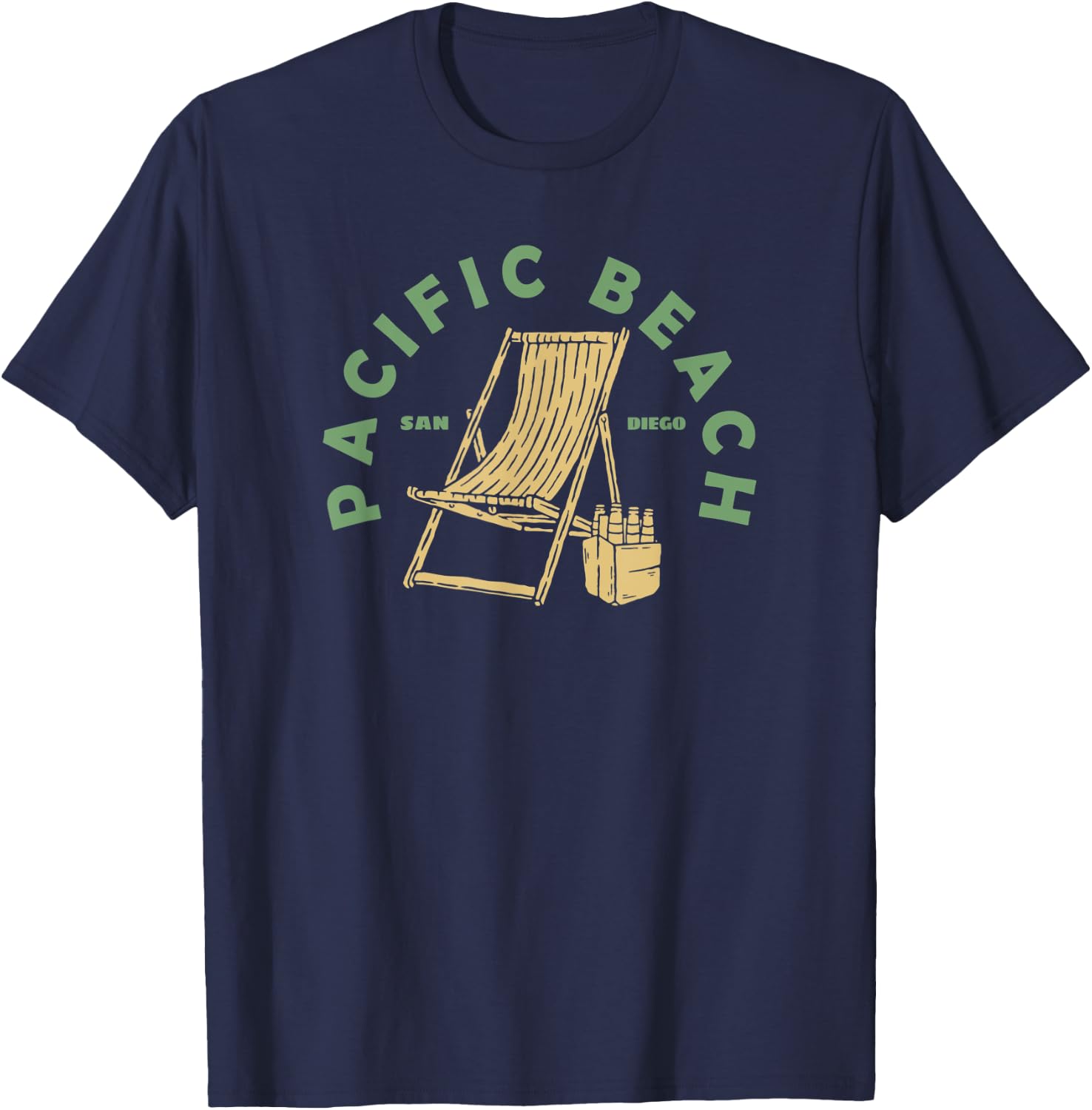Pacific Beach San Diego Funny Beach Beer Vacation T-Shirt - T-Shirt | Navy