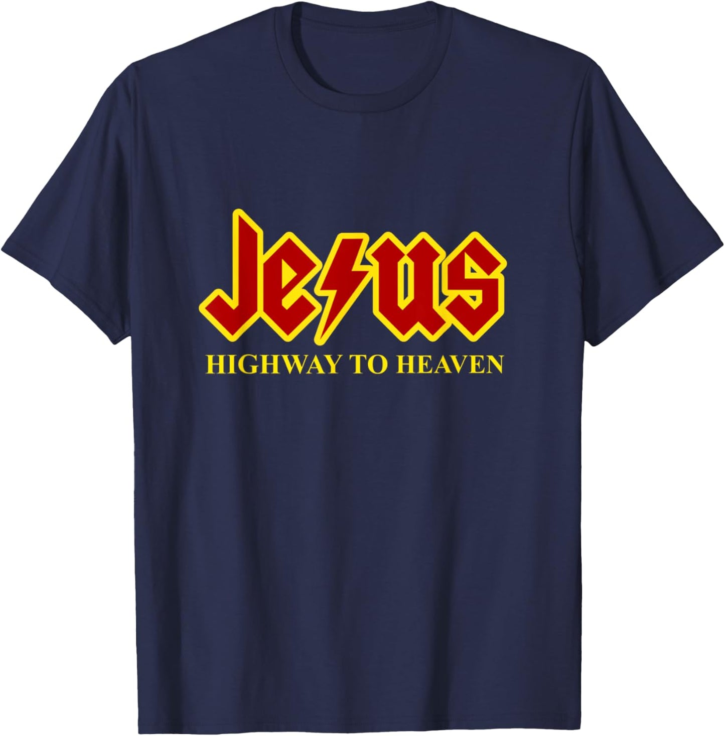 Jesus Highway To Heaven Funny Christian T-Shirt - T-Shirt | Navy