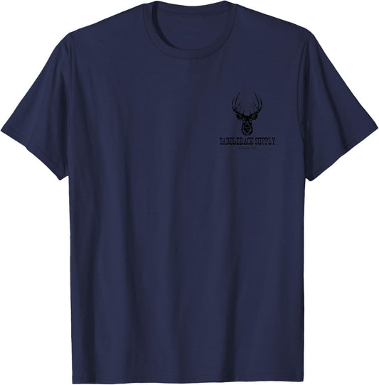 Saddleback Deer Hunting Logo Graphic T-Shirt - T-Shirt | Navy