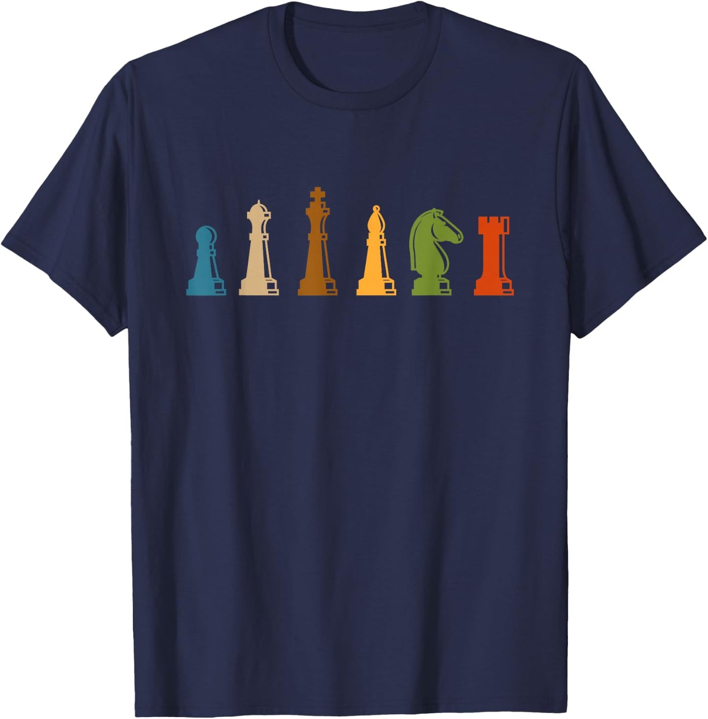 Chess Figure Board Game Brain Sports Nerd Gift Retro Chess T-Shirt - T-Shirt | Navy