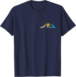 Mountains & Sea Hiking Surfer Climbing Hiker Nature Outdoor T-Shirt - T-Shirt | Navy