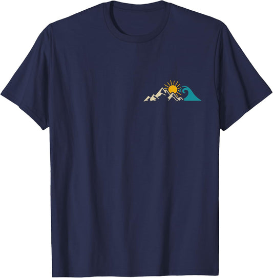 Mountains & Sea Hiking Surfer Climbing Hiker Nature Outdoor T-Shirt - T-Shirt | Navy