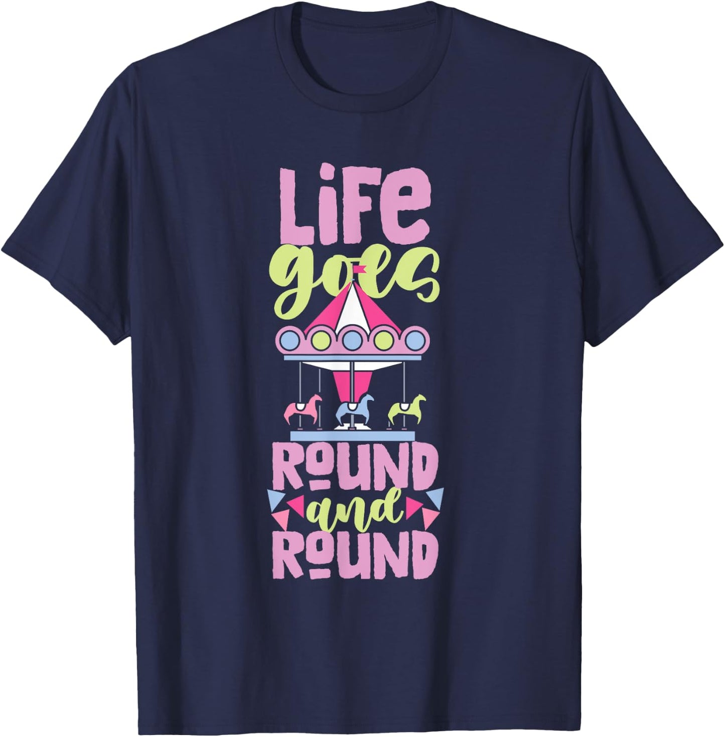 Carousel Horse Merry-Go-Round Girls and Women T-Shirt - T-Shirt | Navy
