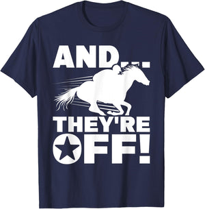 And They're Off - Horse Racing Betting Gambling T-Shirt - T-Shirt | Navy