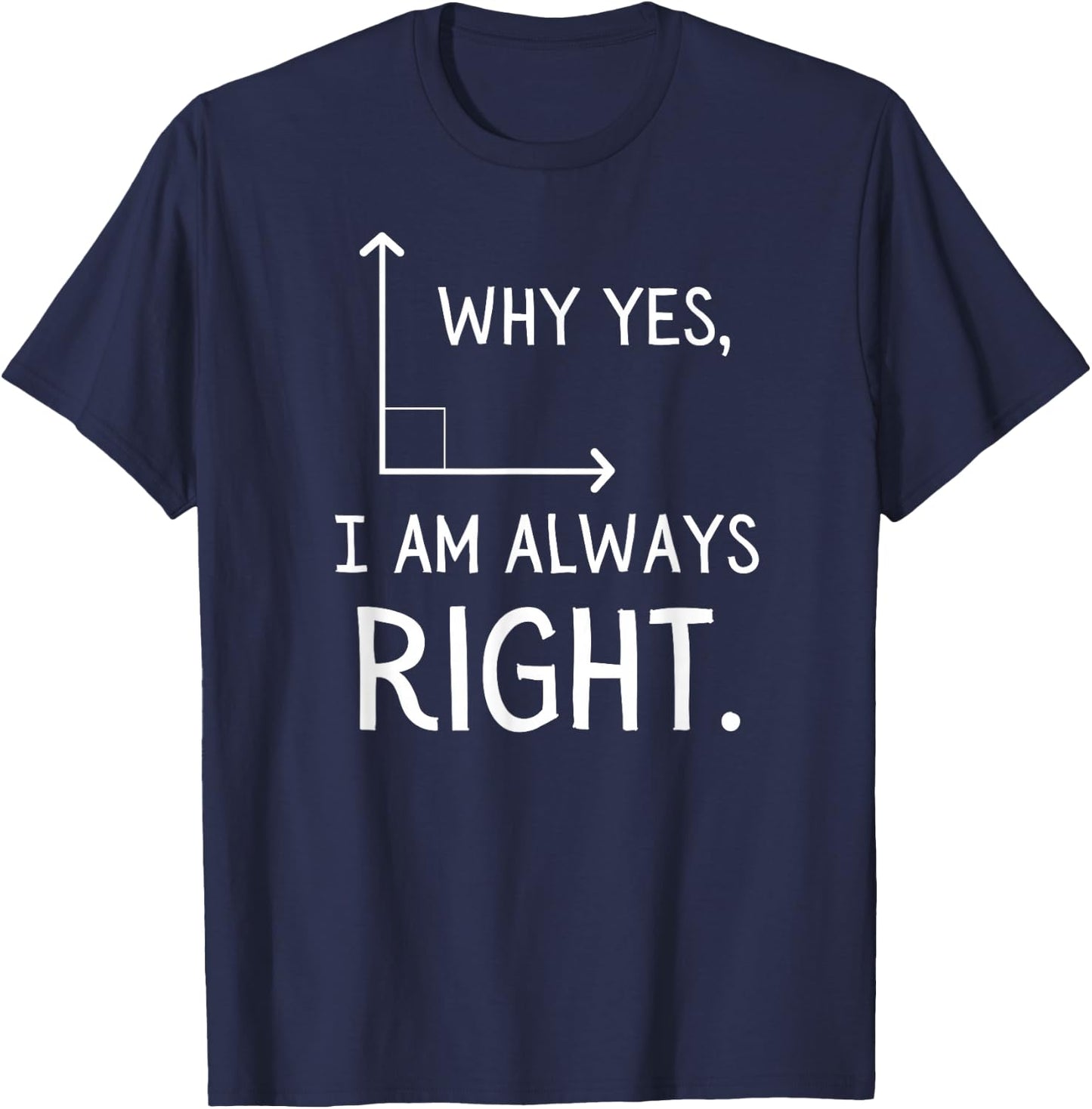 Why Yes, I Am Always Right Funny Geometry Pun T-Shirt - T-Shirt | Navy