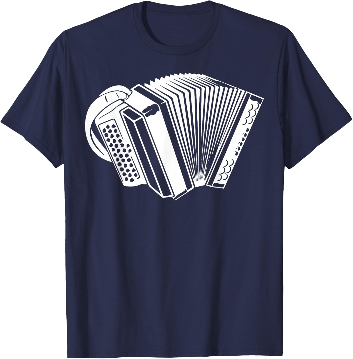 Graphic Accordion Instrument Men Women Hobby Learn Musician T-Shirt - T-Shirt | Navy