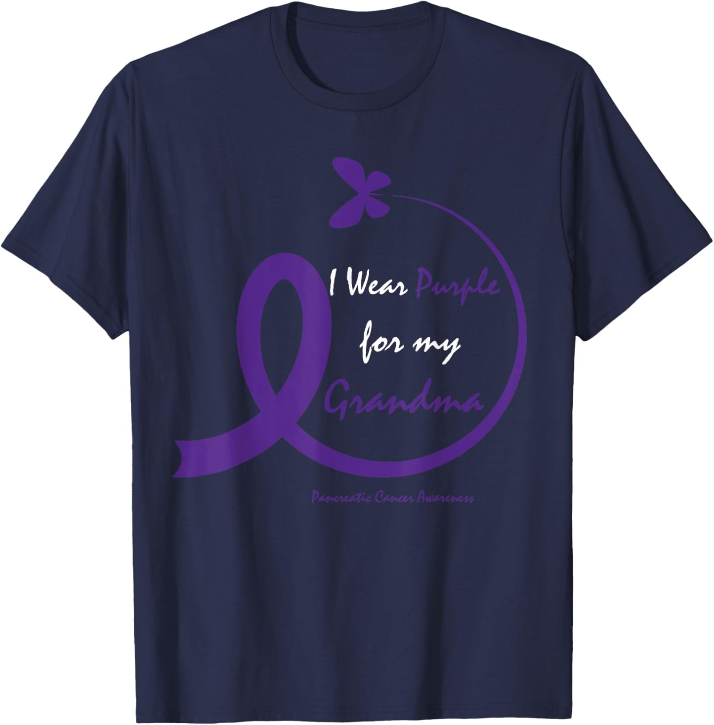 Products Gifts Purple Grandma Pancreatic Cancer Awareness T-Shirt - T-Shirt | Navy