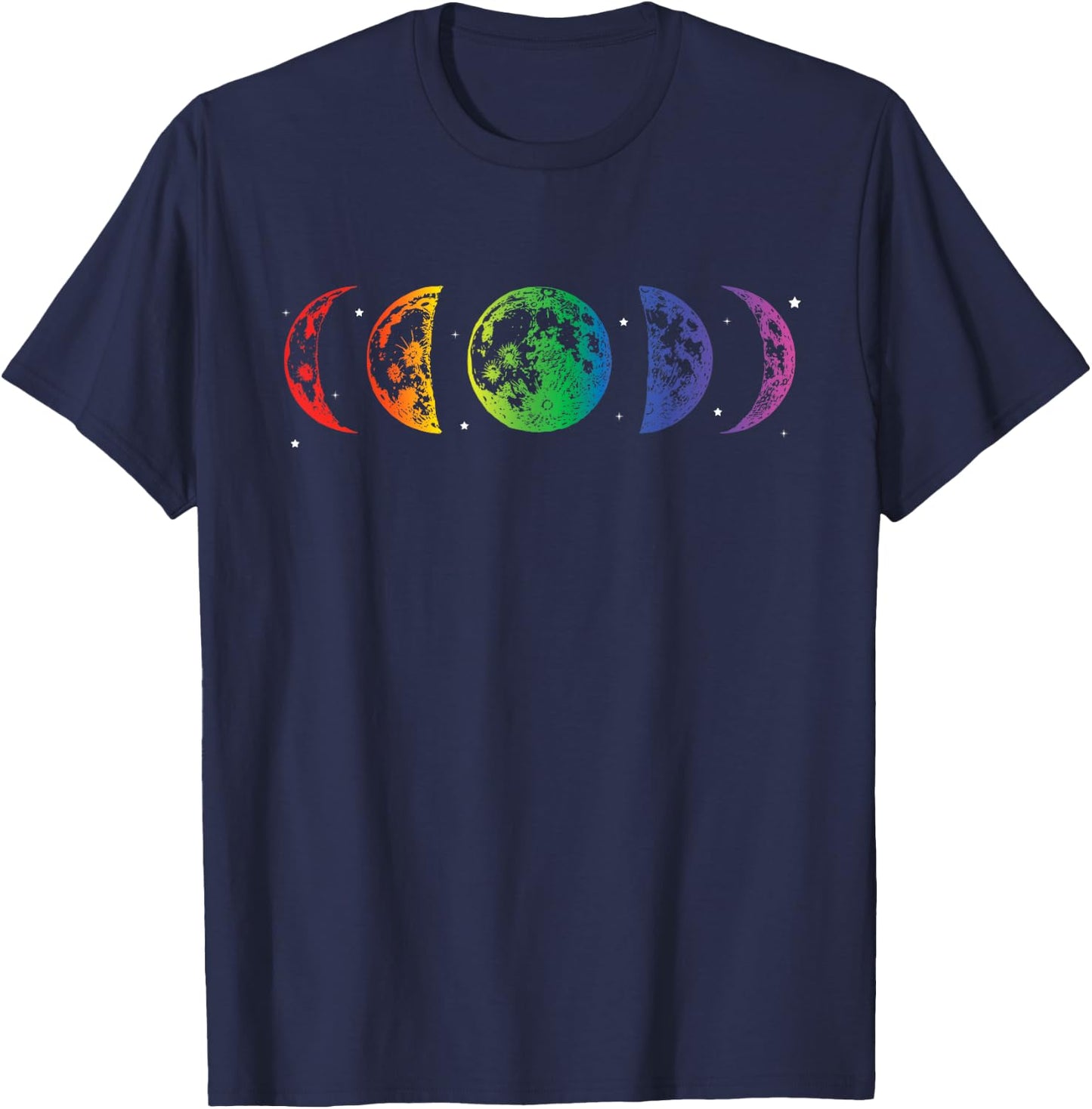 Moon Phase LBGTQ Rainbow Pride Equality Lunar Eclipse T-Shirt - T-Shirt | Navy