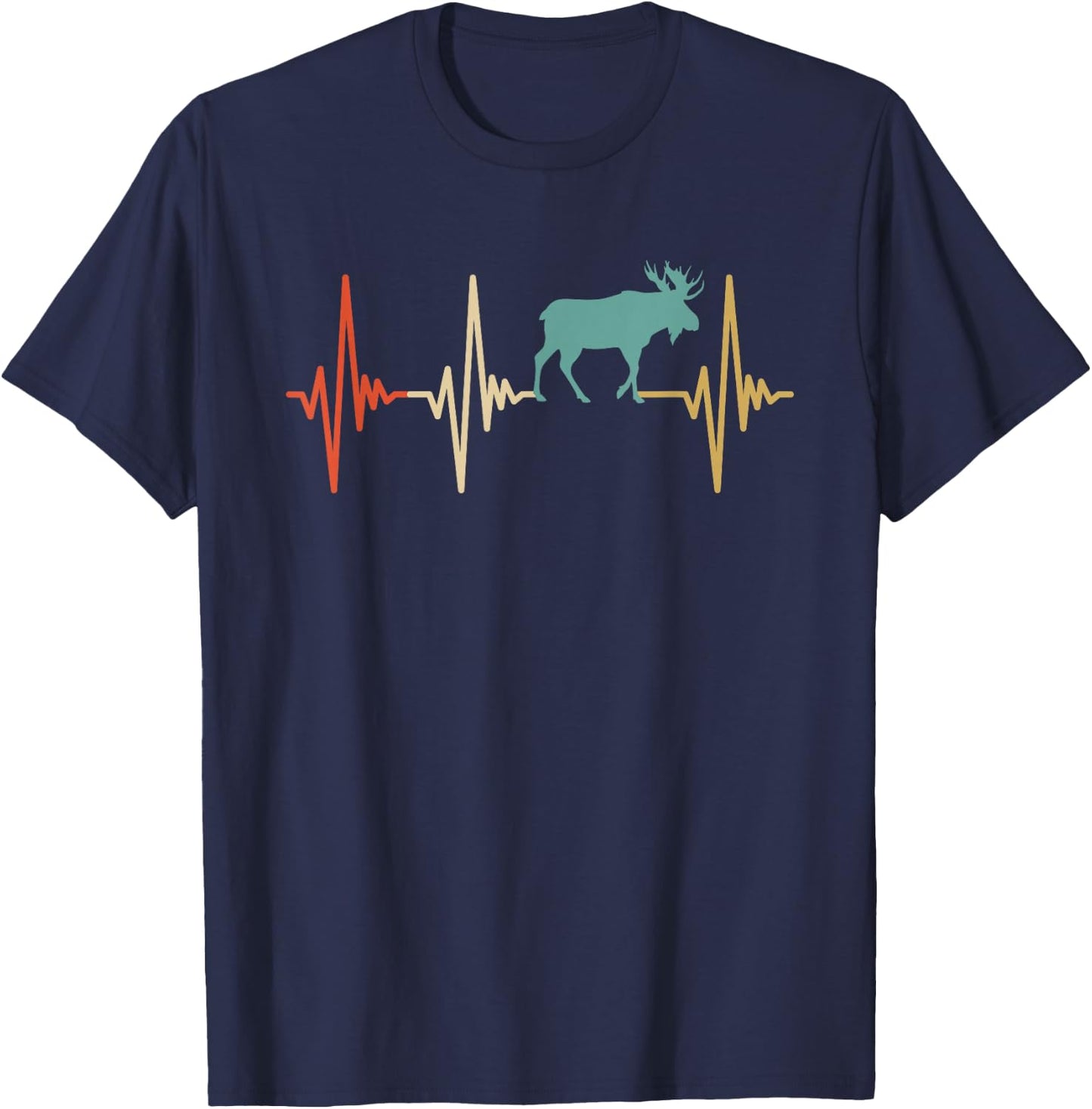 Moose Heartbeat Retro Vintage Design Women T-Shirt - T-Shirt | Navy