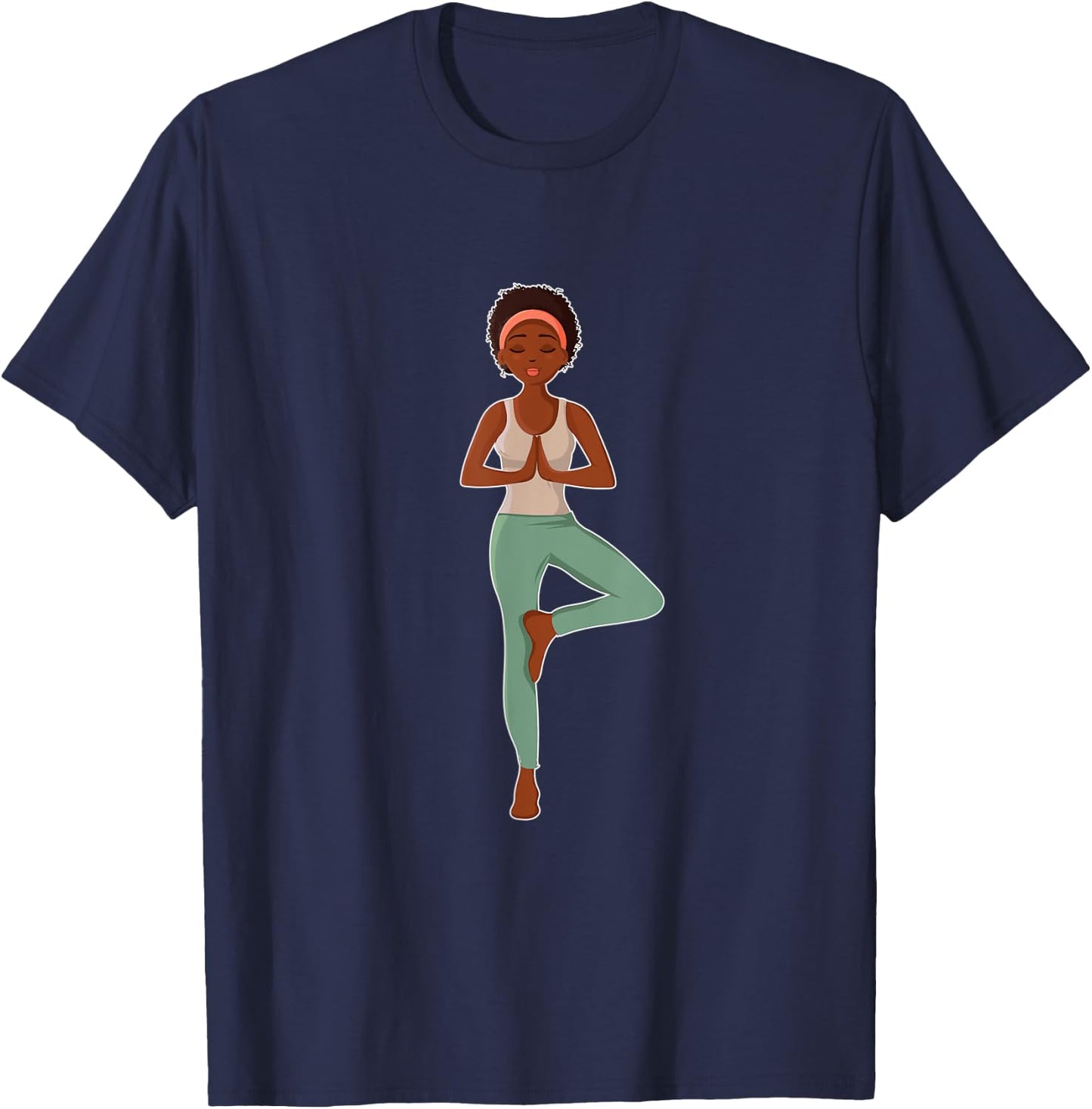 Yoga - African American Woman T-Shirt - T-Shirt | Navy