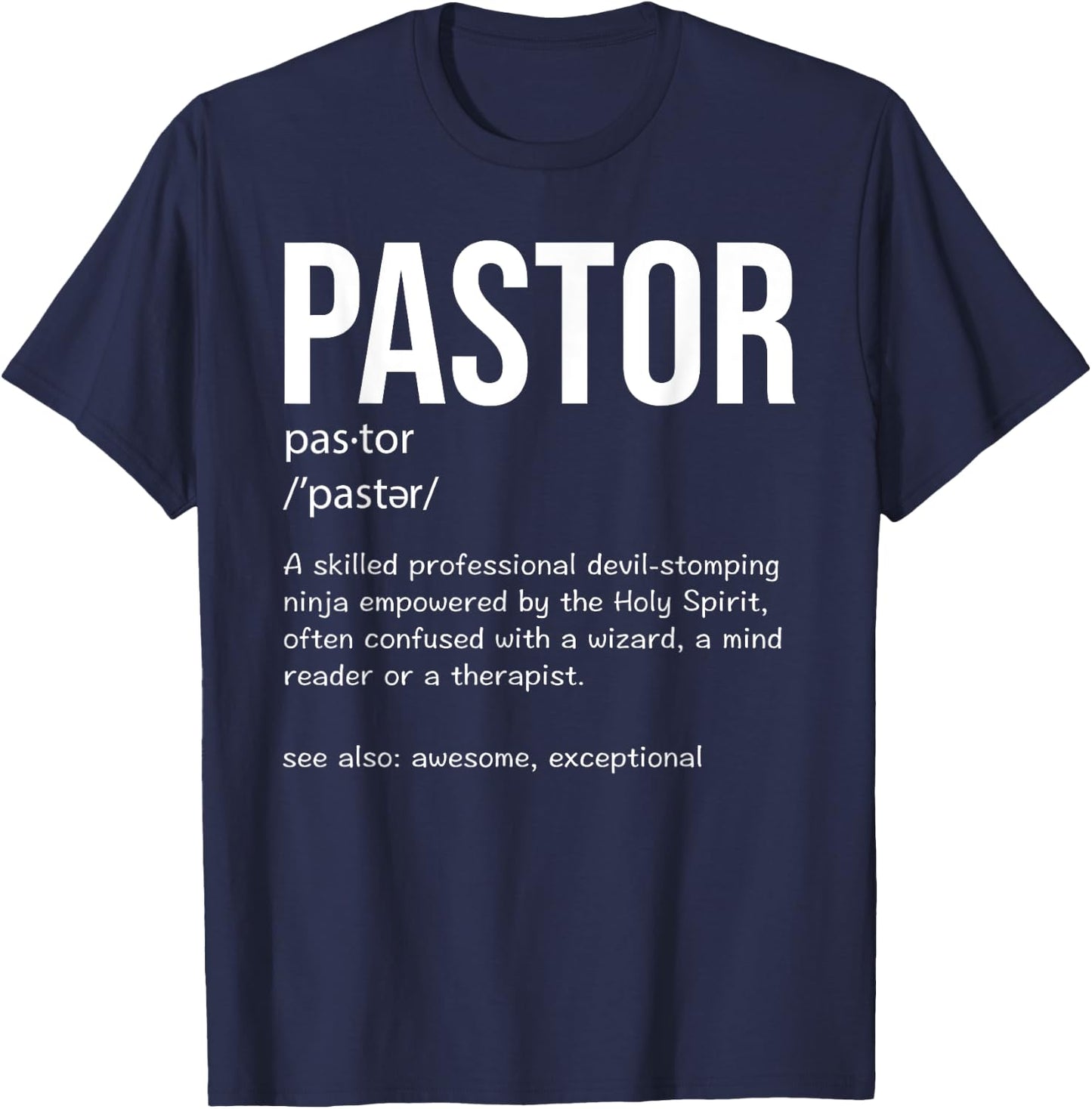 Cool Religious Lutheran Husband Wife Humor Lovers Funny Pastor Definition Christian Preachers Men Women T-Shirt - T-Shirt | Navy