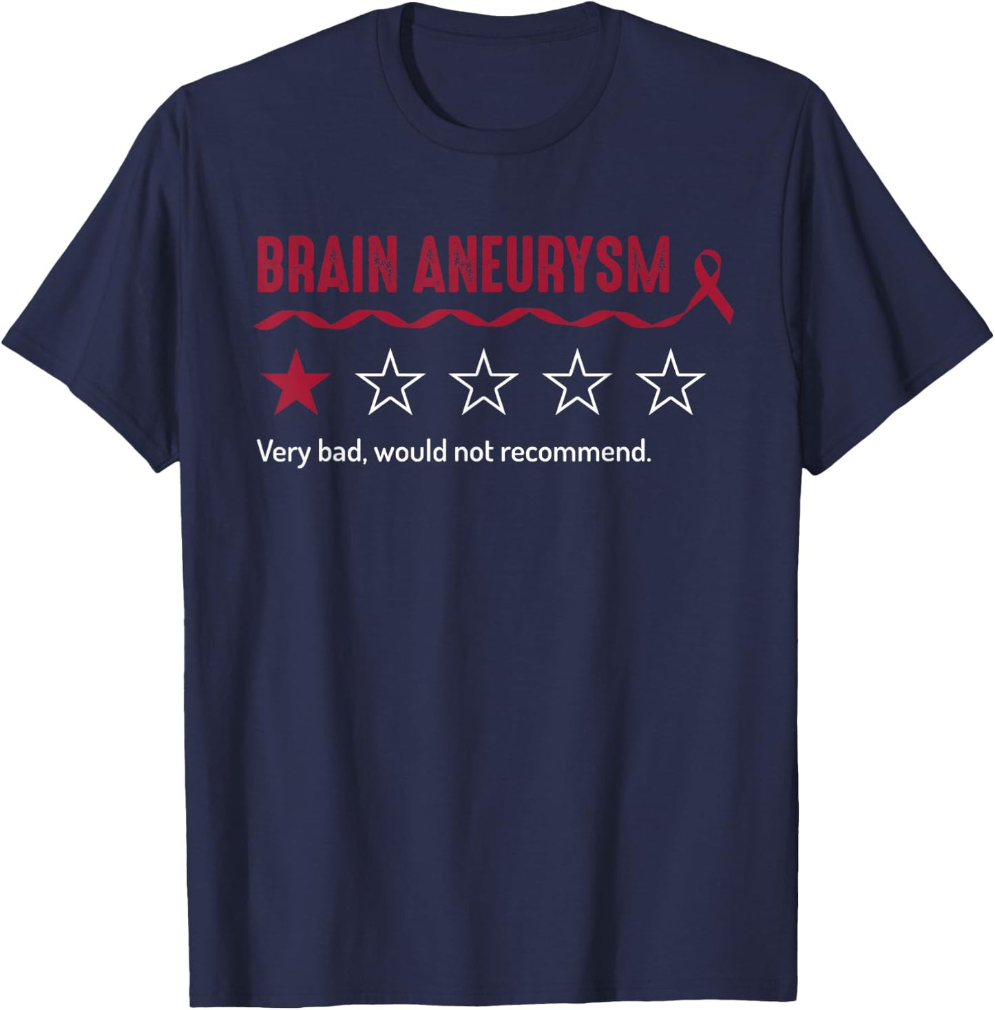Brain Aneurysm Review Very Bad Would Not Recommend 1 Star T-Shirt - T-Shirt | Navy