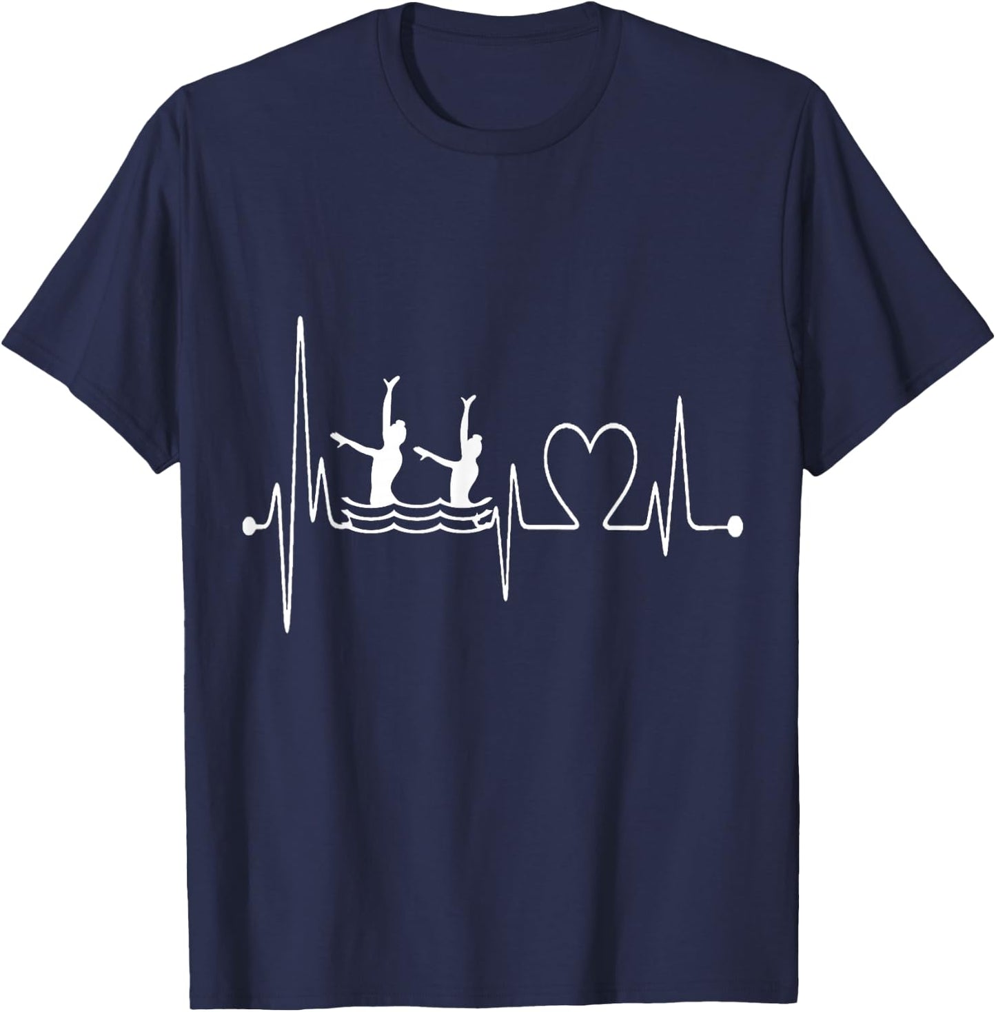 Synchro Swimming Heartbeat EKG Synchronized Swimmer Design T-Shirt - T-Shirt | Navy