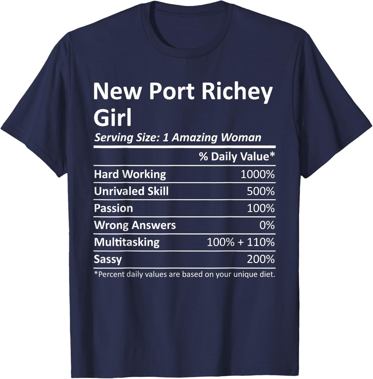 NEW PORT RICHEY GIRL FL FLORIDA Funny City Home Roots Gift T-Shirt - T-Shirt | Navy