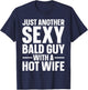 Funny Bald Guy Design Dad Husband Hairless Bald Man T-Shirt - T-Shirt | Navy