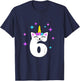 6 Year Old Cat Unicorn Caticorn 6th Birthday Party Girls T-Shirt - T-Shirt | Navy