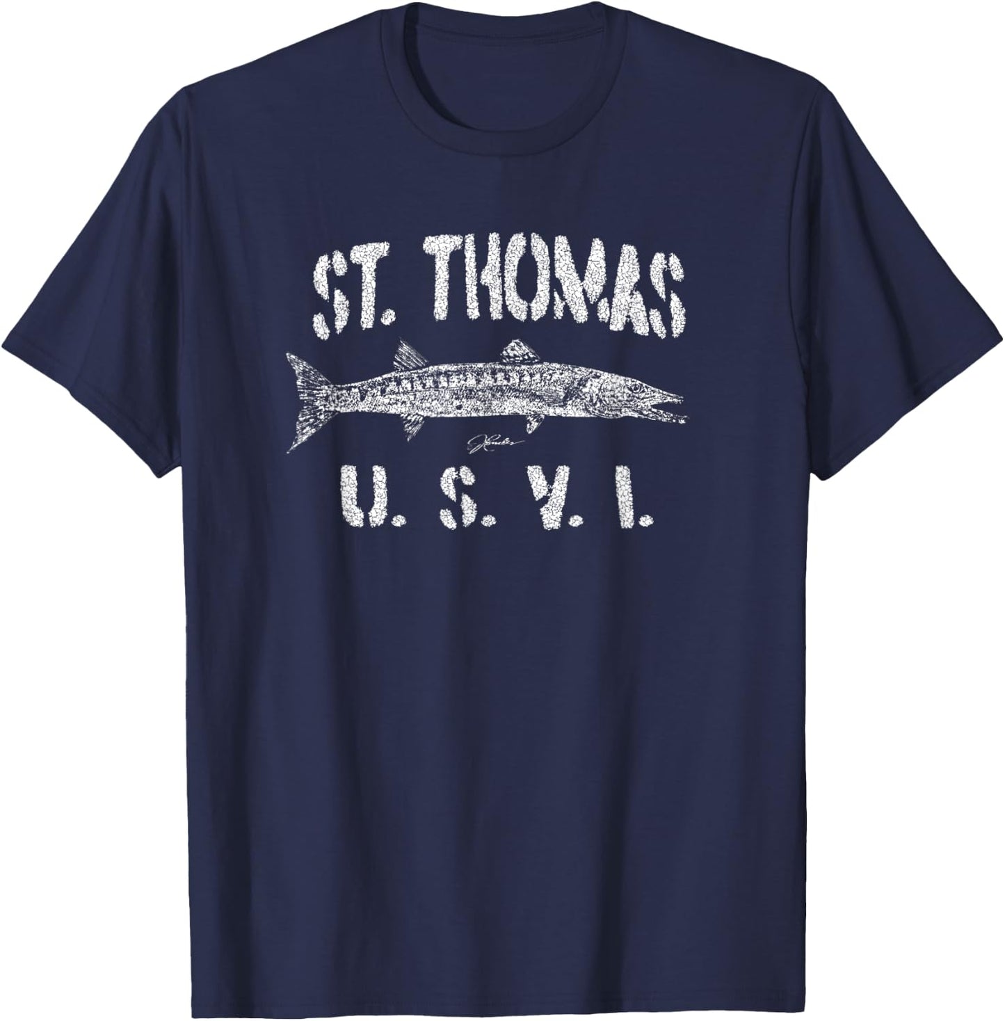 JCombs: St. Thomas, USVI, Great Barracuda T-Shirt - T-Shirt | Navy