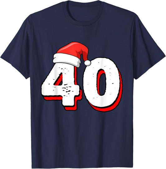 40th Birthday Christmas Number 40 Years Old Birthday T-Shirt - T-Shirt | Navy
