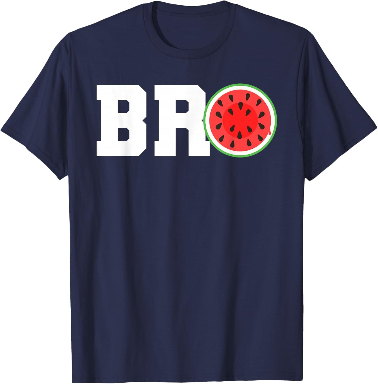 Funny Watermelon Bro Cute Summer Vacation Brother Sibling T-Shirt - T-Shirt | Navy