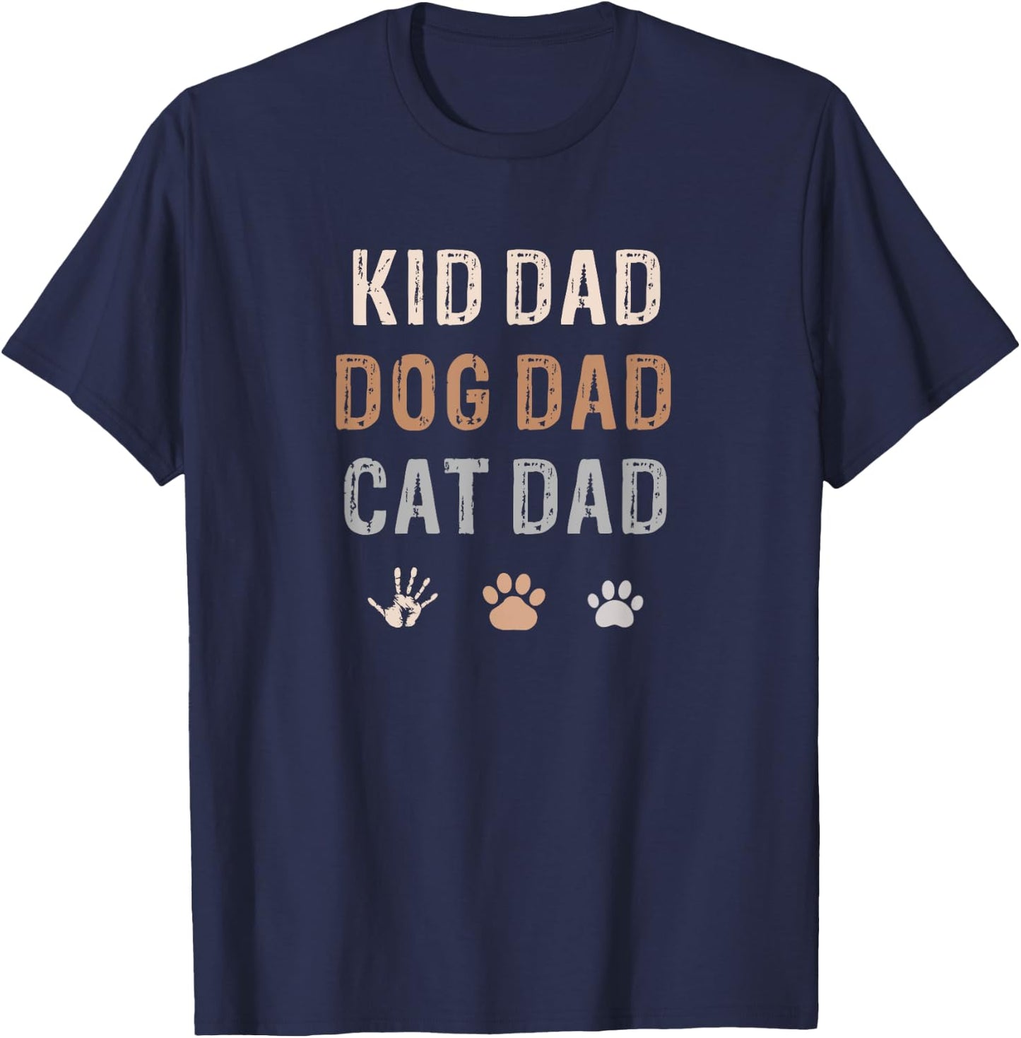 Funny Kid, Dog, Cat Dad Shirt Fur Papa Parent Father's Day T-Shirt - T-Shirt | Navy