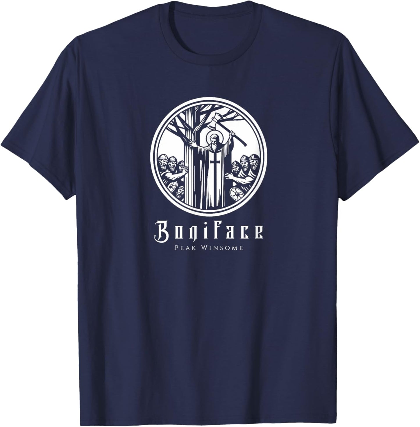 Saint Boniface | Peak Winsome Graphic Art| Christian Apparel T-Shirt - T-Shirt | Navy