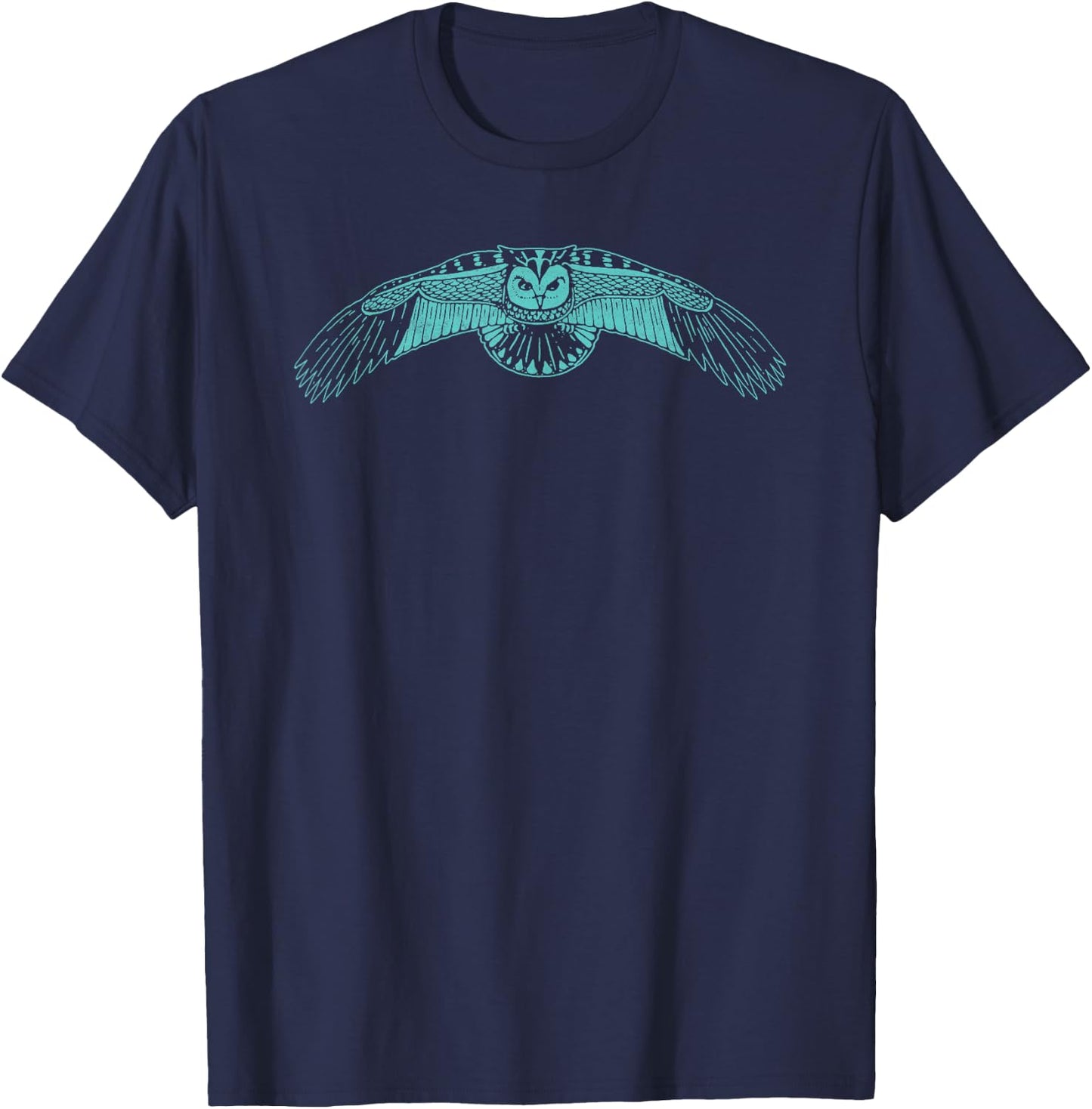 Vintage Owl Retro Style Artistic Minimalist Graphic T-Shirt - T-Shirt | Navy