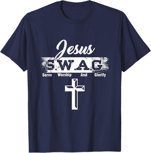 Christ Christianity Jesus Christ Swag Serve Praying Faith T-Shirt - T-Shirt | Navy