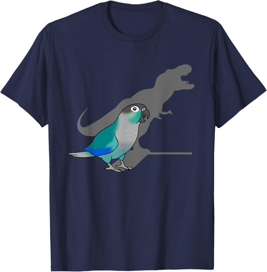 Funny Turquoise Green Cheeked Conure T-rex, Dinosaur Parrot T-Shirt - T-Shirt | Navy