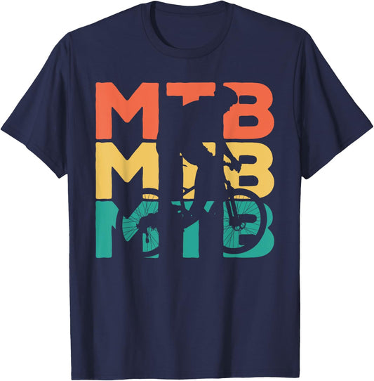 Retro Vintage MTB Gift Mountain Bikers T-Shirt - T-Shirt | Navy