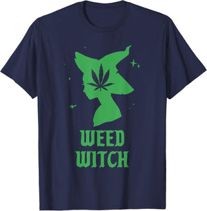 Weed Witch Funny Spooky Vibes Marijuana Halloween Costume T-Shirt - T-Shirt | Navy