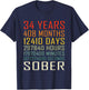 34 Year Sobriety Anniversary Vintage 34 Years Sober T-Shirt - T-Shirt | Navy