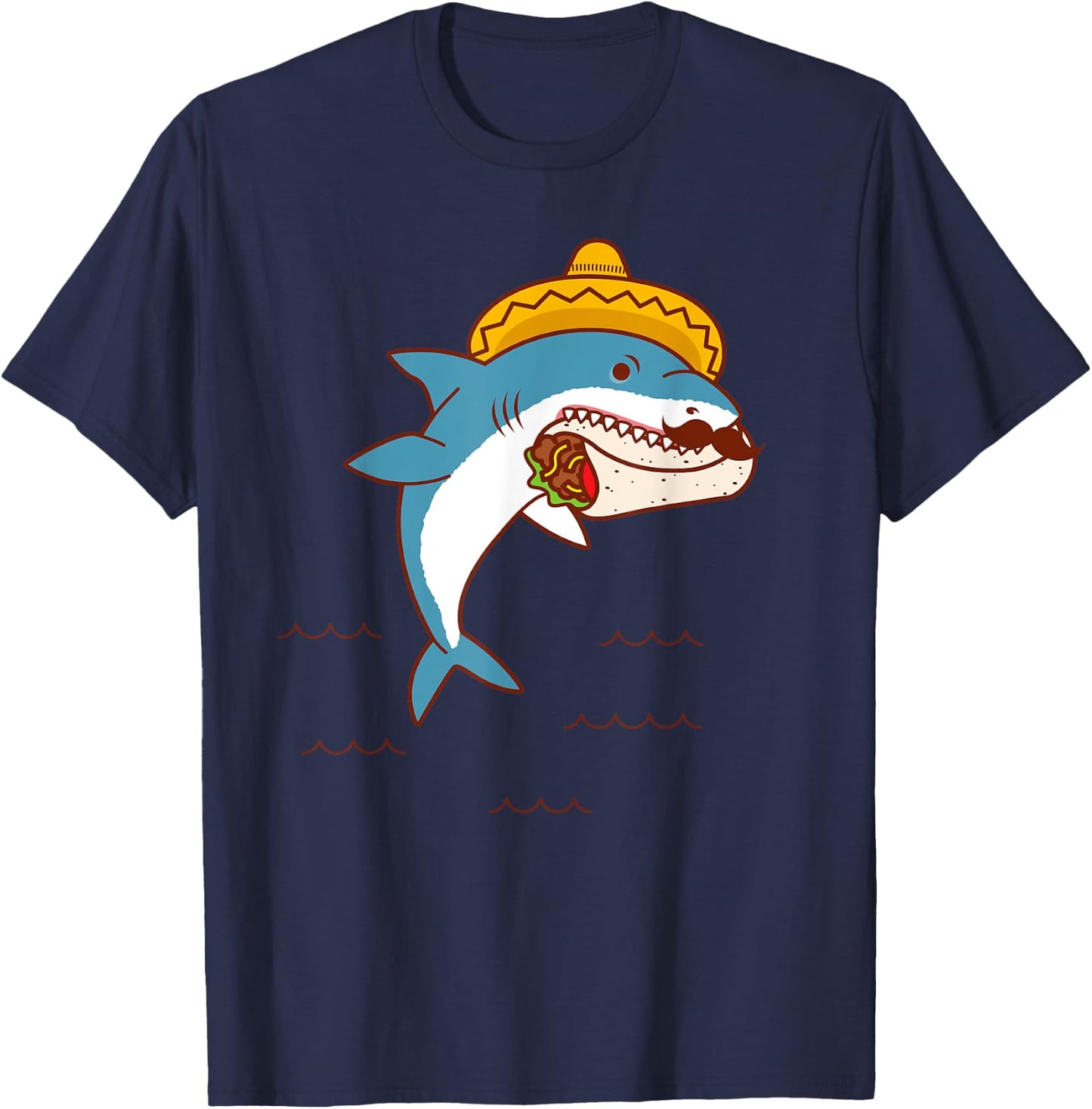 Mexican Shark Eating Burrito T-Shirt - T-Shirt | Navy