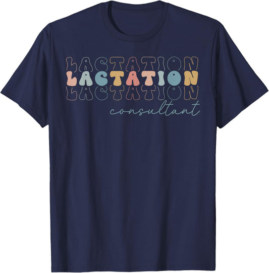 Retro Lactation Consultant IBCLC Breastfeeding Birth Worker T-Shirt - T-Shirt | Navy