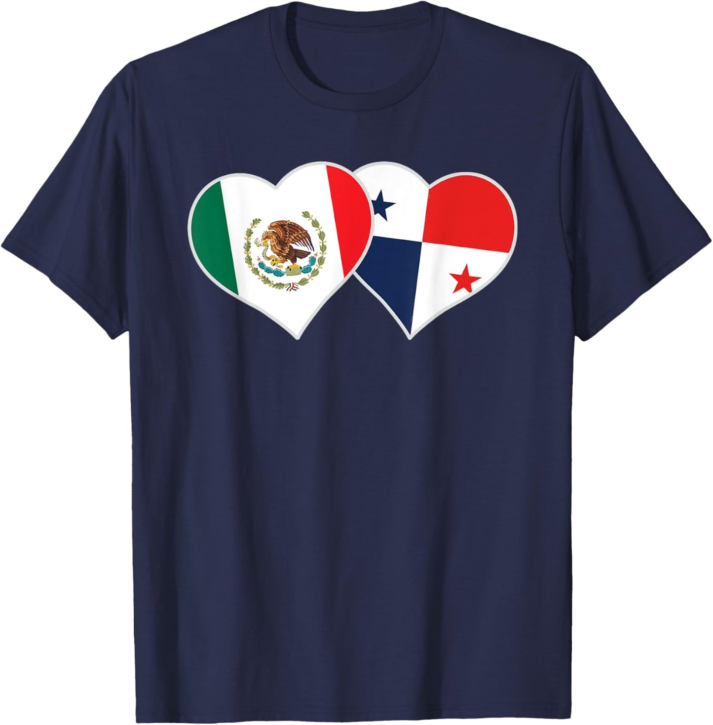 Mexican Panamanian Flag Heart Mexico Panama T-Shirt - T-Shirt | Navy