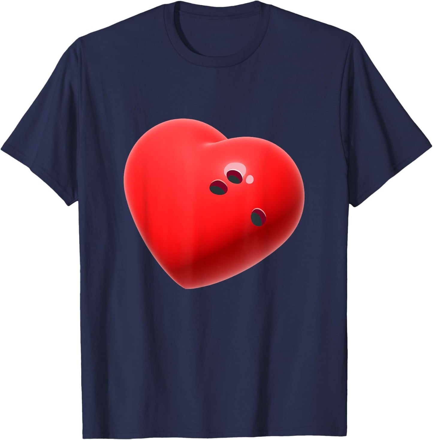 Love Bowling ball Hearts Bowling Lover Valentine's Day T-Shirt - T-Shirt | Navy