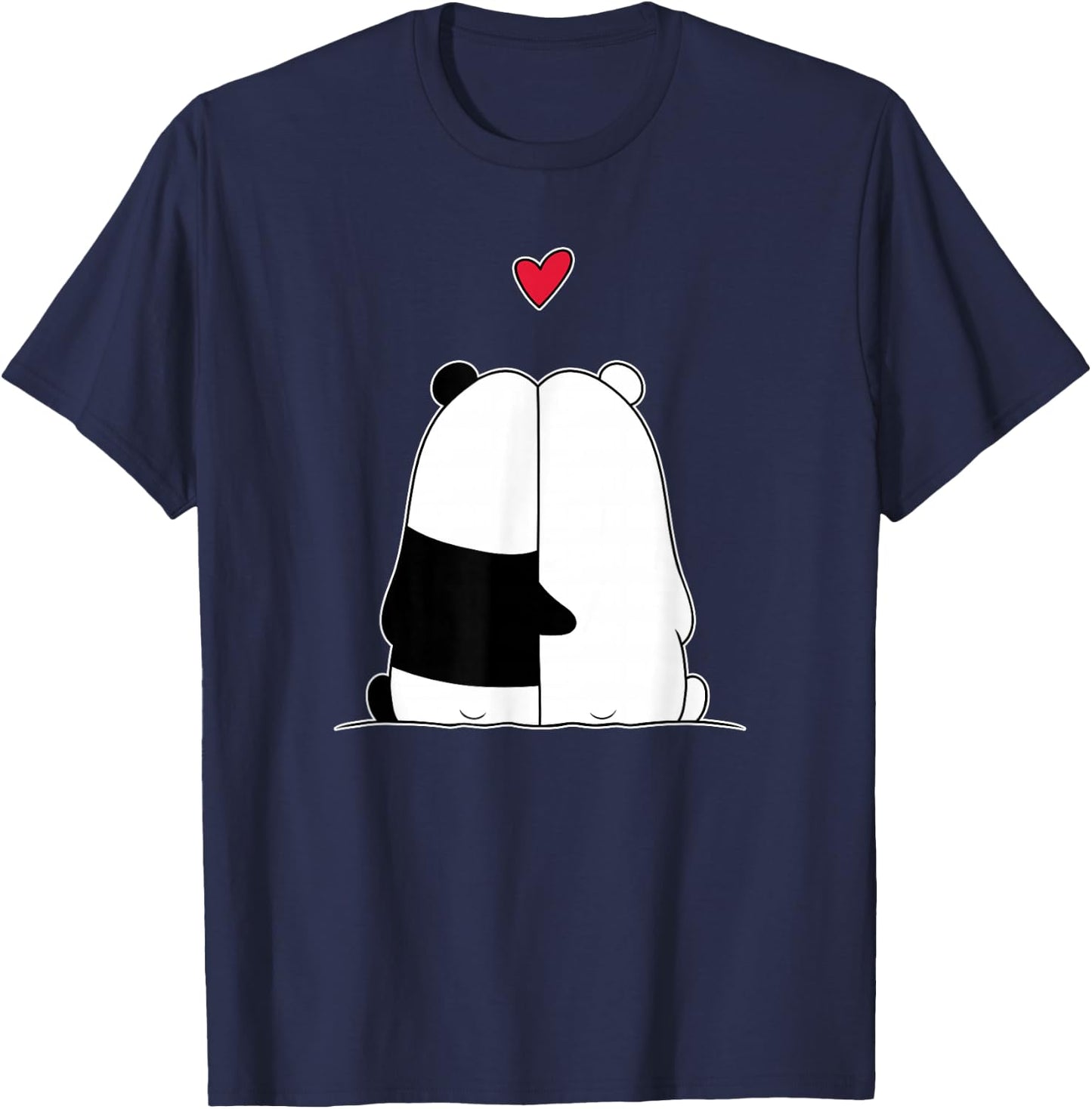 Couples Valentines Polar Bear Panda Bear T-Shirt - T-Shirt | Navy