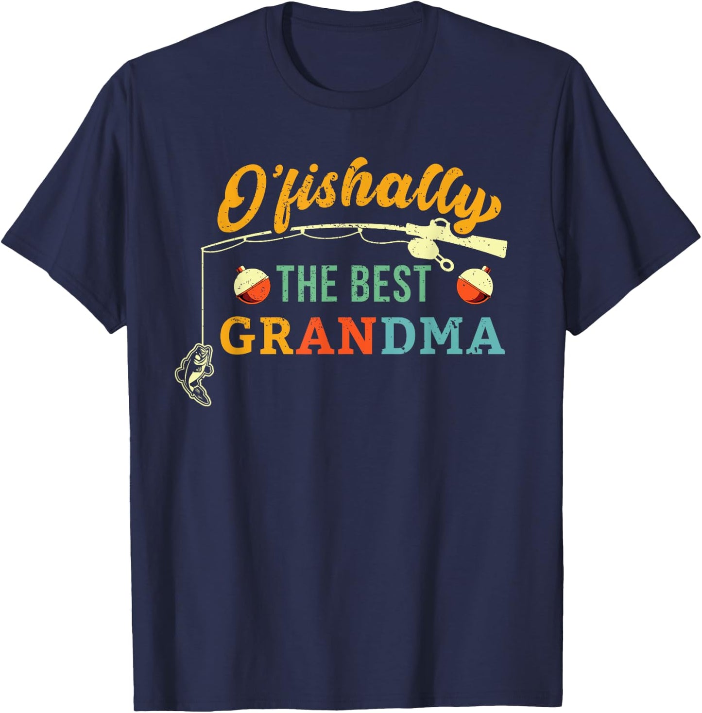 Ofishally Best Grandma Fishing Cute Grandmother Fisherwoman T-Shirt - T-Shirt | Navy
