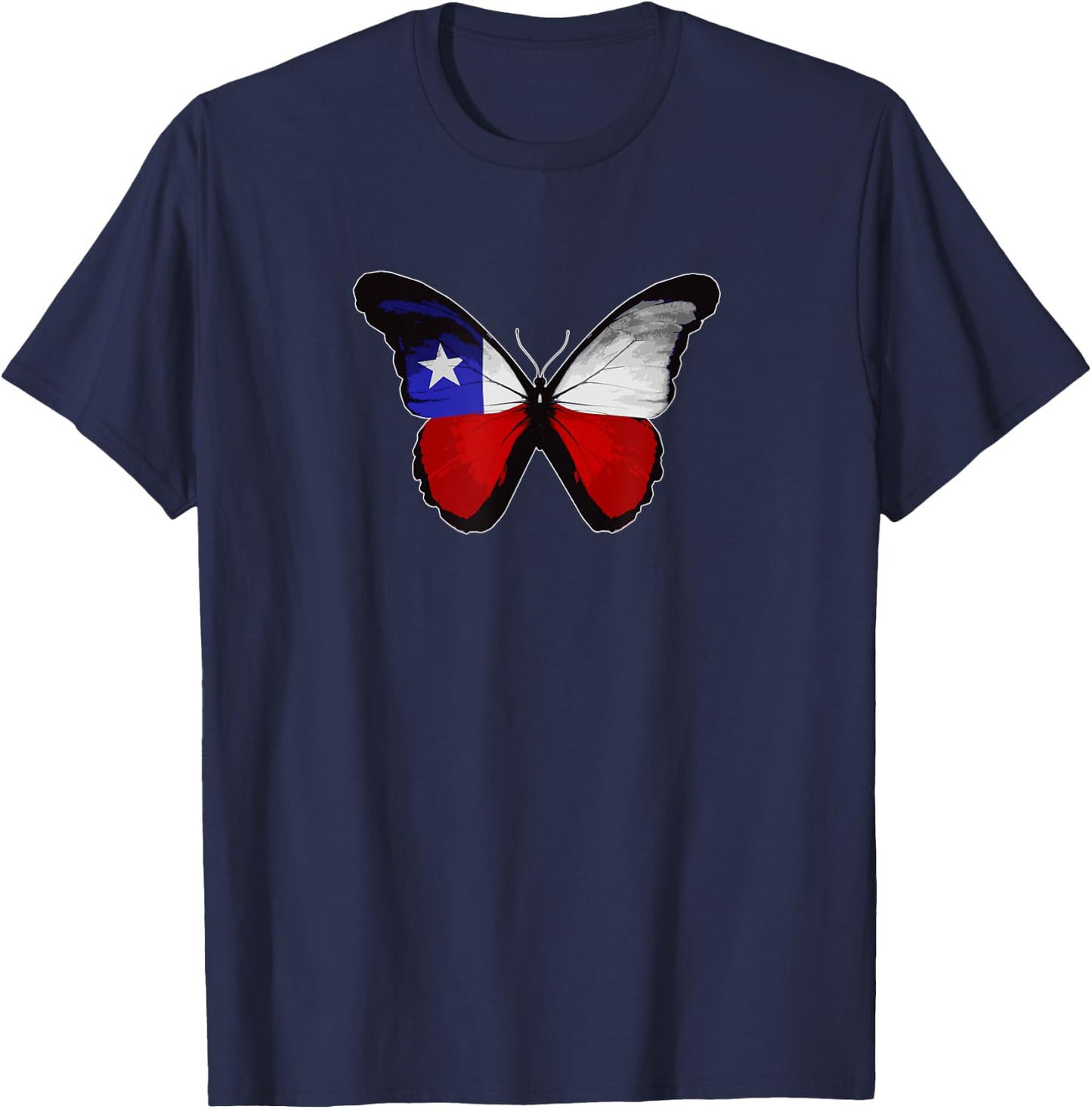 State Of Texas Flag Butterfly T-Shirt - T-Shirt | Navy