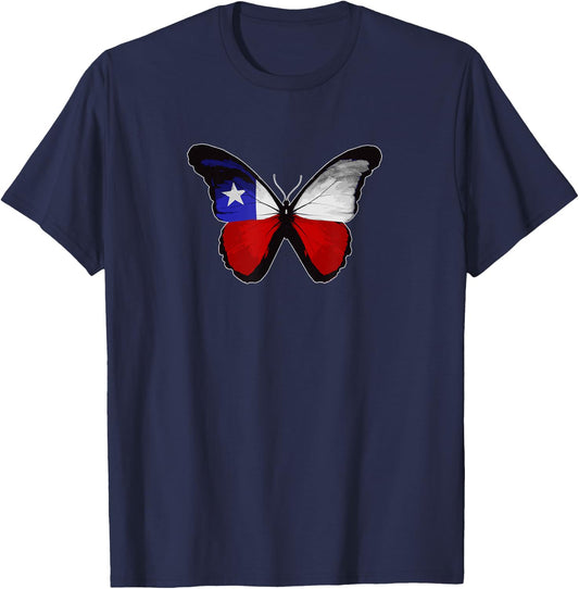 State Of Texas Flag Butterfly T-Shirt - T-Shirt | Navy
