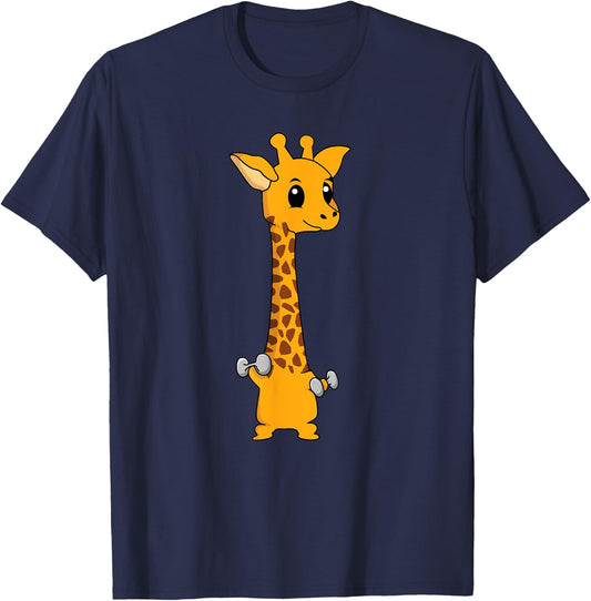 Funny Giraffe Camelopard Lifting Gym Motivation T-Shirt - T-Shirt | Navy
