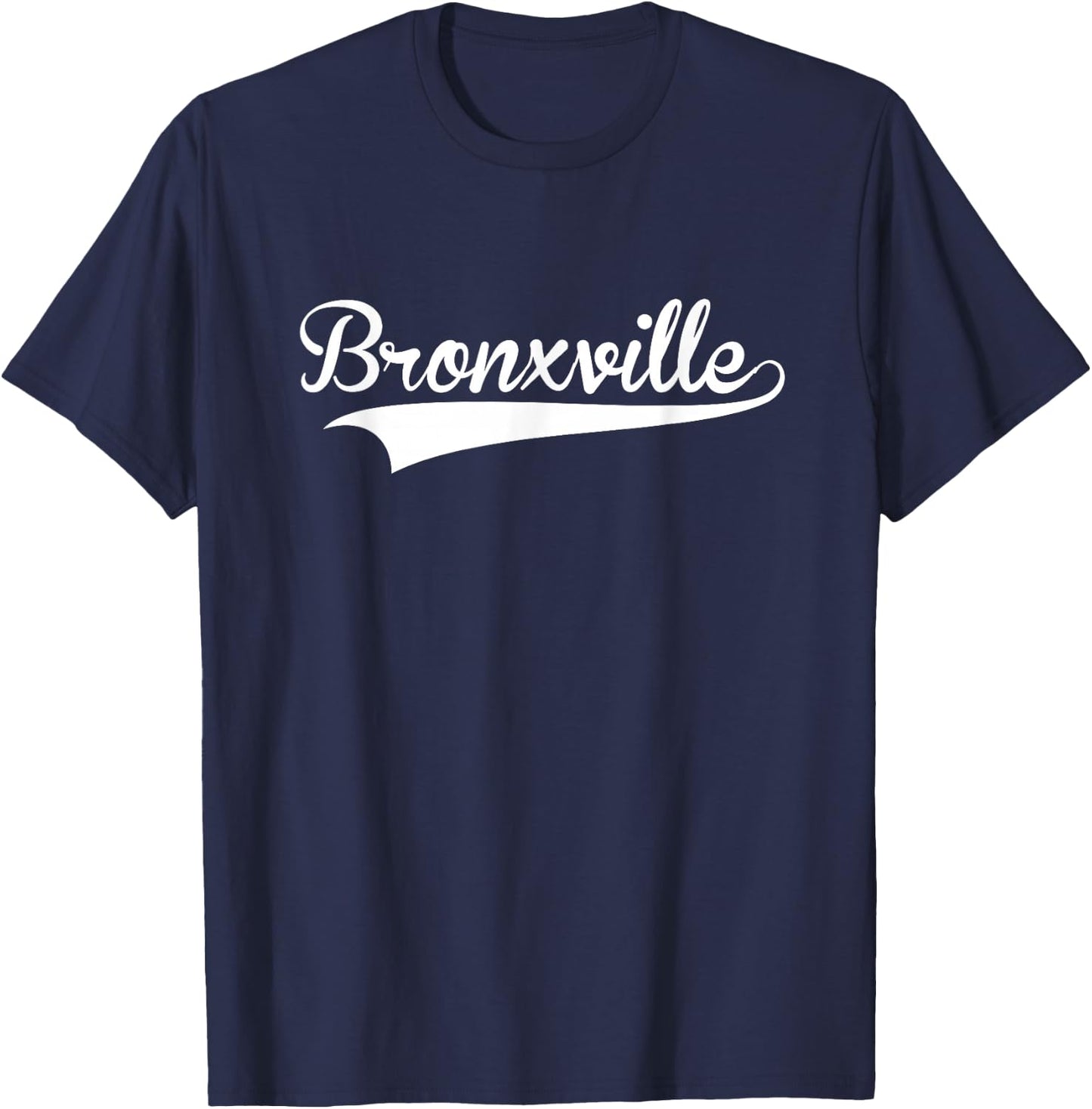 BRONXVILLE Baseball Vintage Retro Font T-Shirt - T-Shirt | Navy