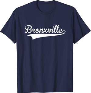 BRONXVILLE Baseball Vintage Retro Font T-Shirt - T-Shirt | Navy