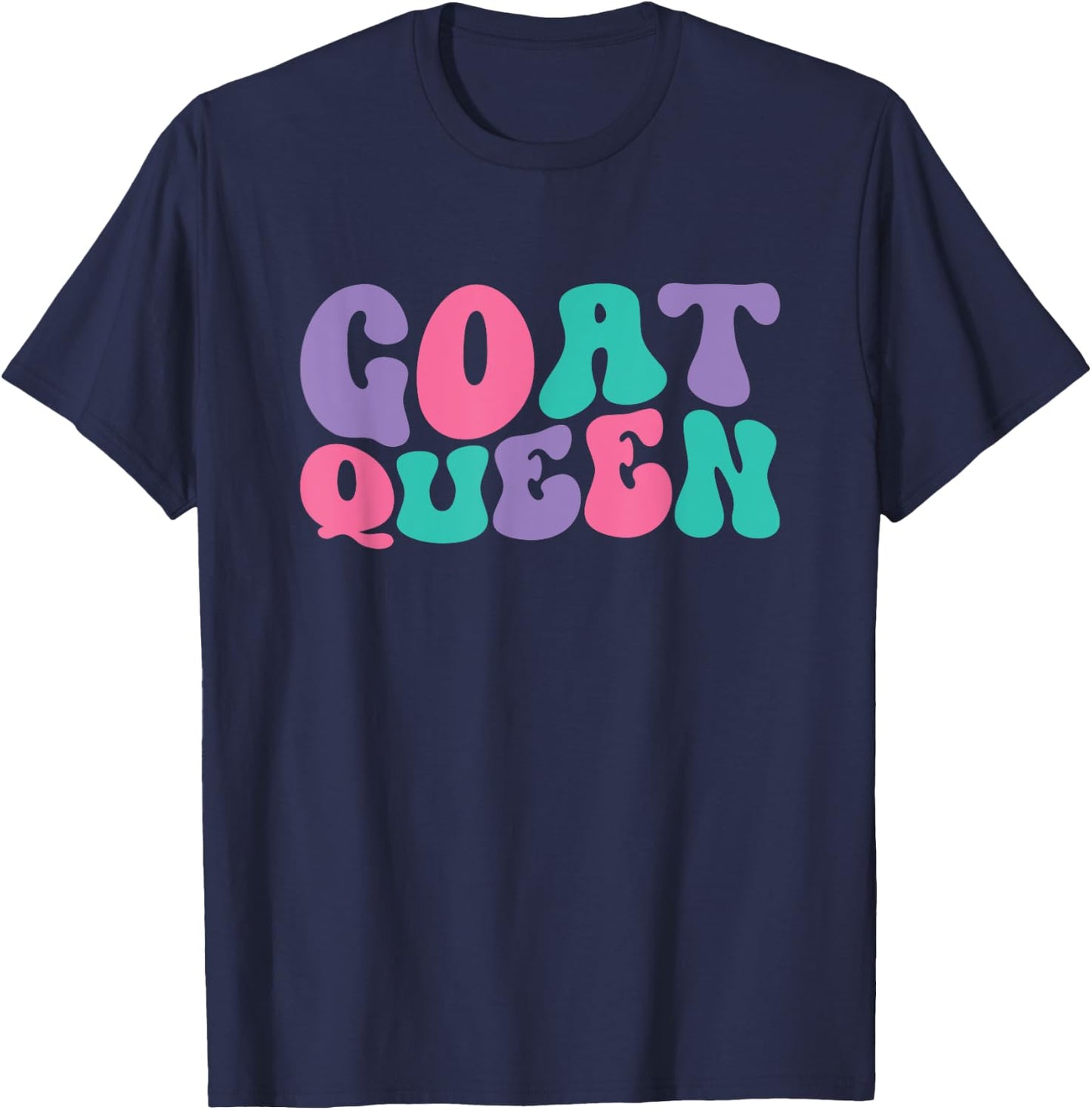 Goat Queen Goats Retro Vintage Wavy Groovy T-Shirt - T-Shirt | Navy