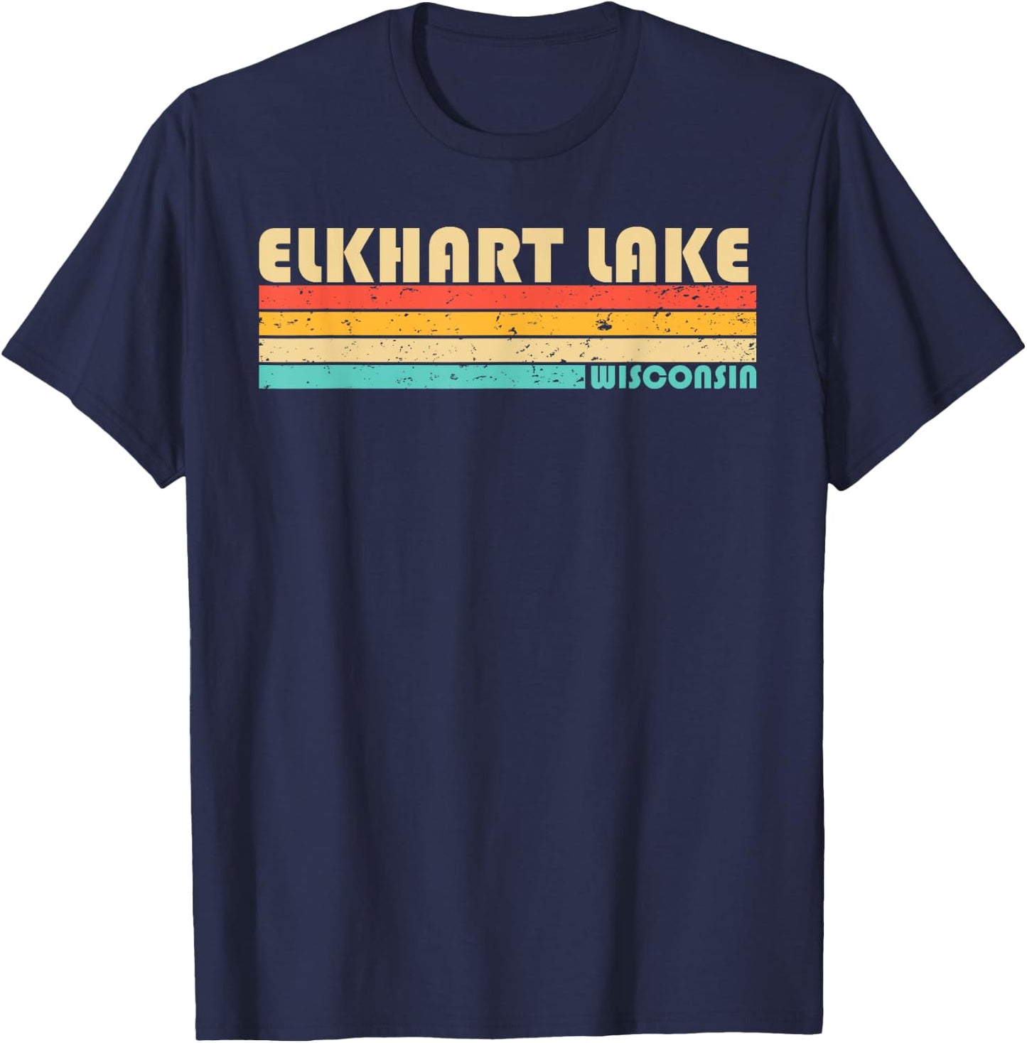 ELKHART LAKE WISCONSIN Funny Fishing Camping Summer Women Girls Kids T-Shirt - T-Shirt | Navy