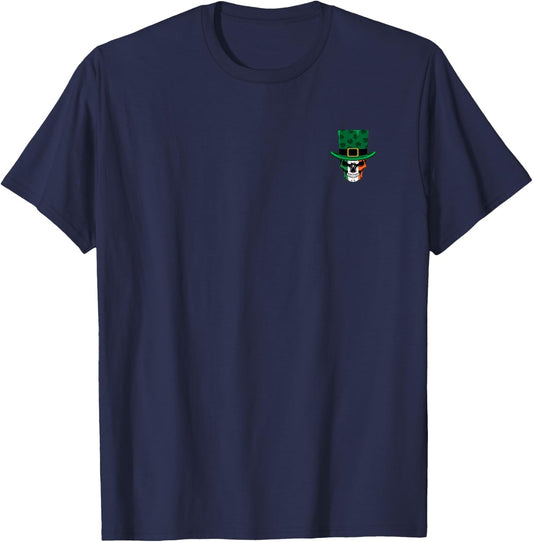 St Patricks Day Skull Flag Cheers Fuckers Double Side Print T-Shirt - T-Shirt | Navy