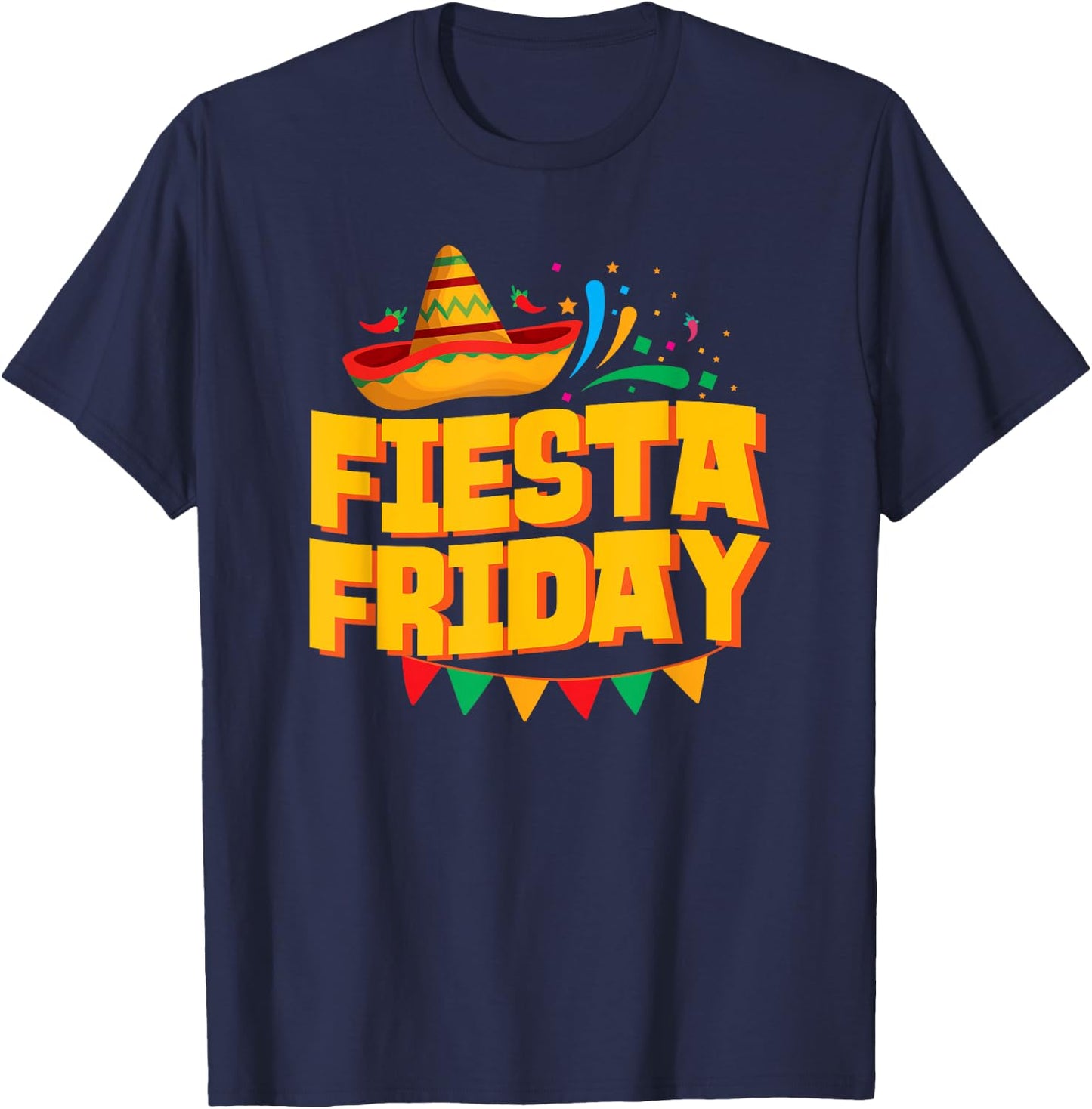 Fiesta Friday Celebration Sombrero T-Shirt - T-Shirt | Navy