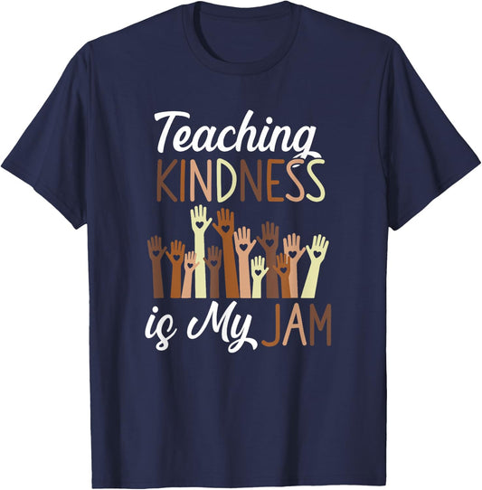 Teaching Kindness Is My Jam Pride Black Hand T-Shirt - T-Shirt | Navy