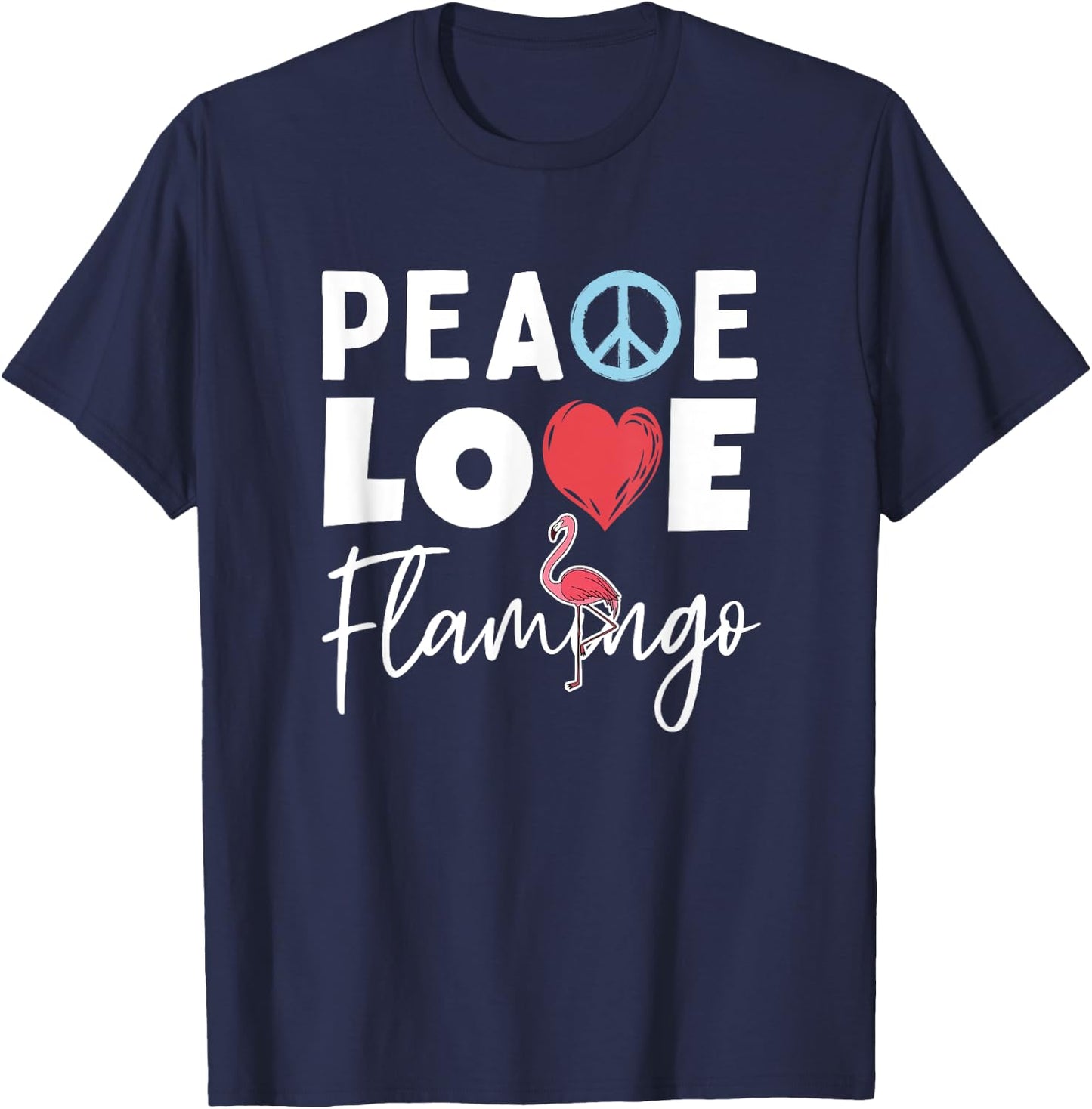 Zoo Keeper Gift Peace Love Flamingo T-Shirt - T-Shirt | Navy